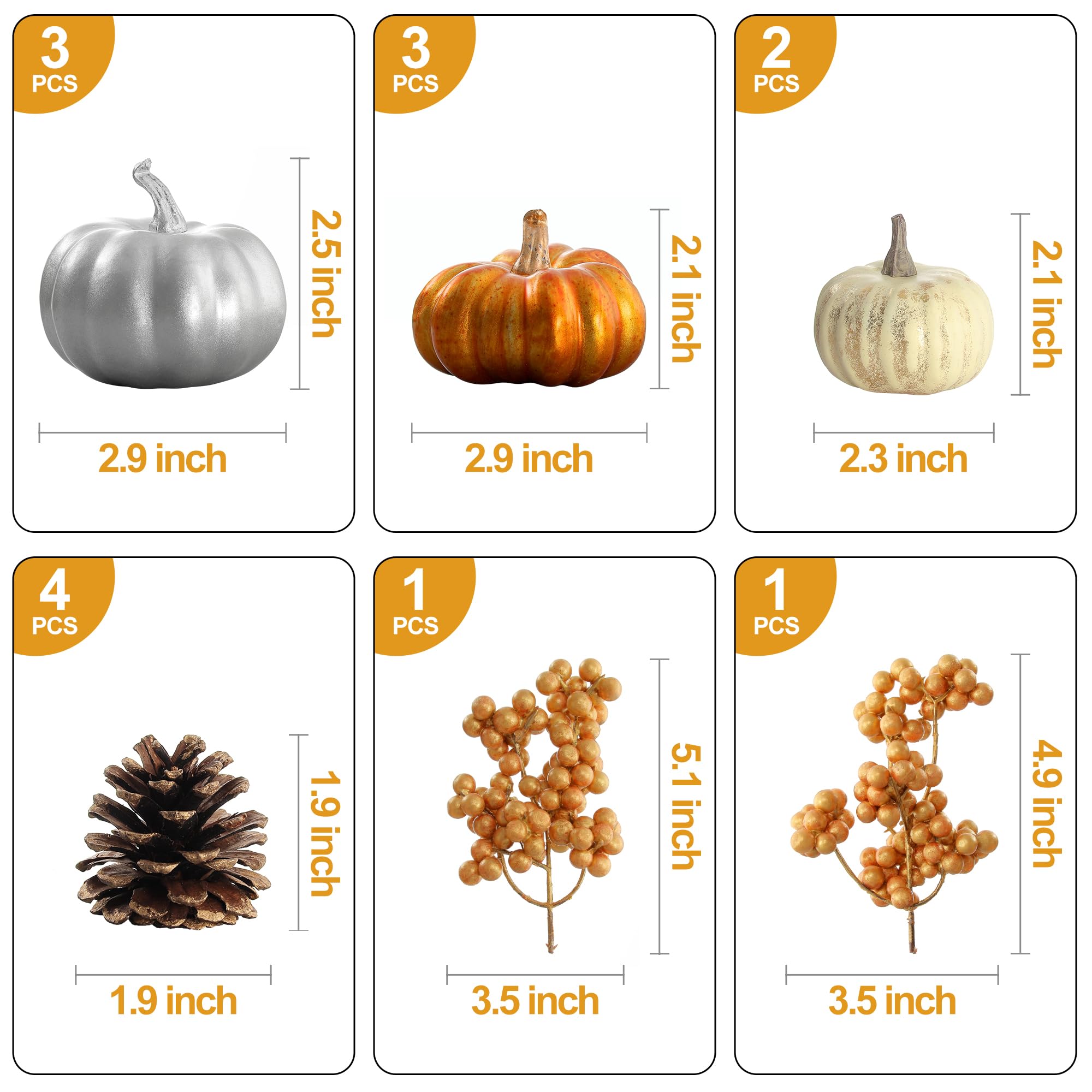 Artgar Pumpkin Decor - White Pumpkin - 10 Pcs Mini Pumpkin Harvest Set - Beige Foam Pumpkins For Home Decor Diy, Table, Hallowee