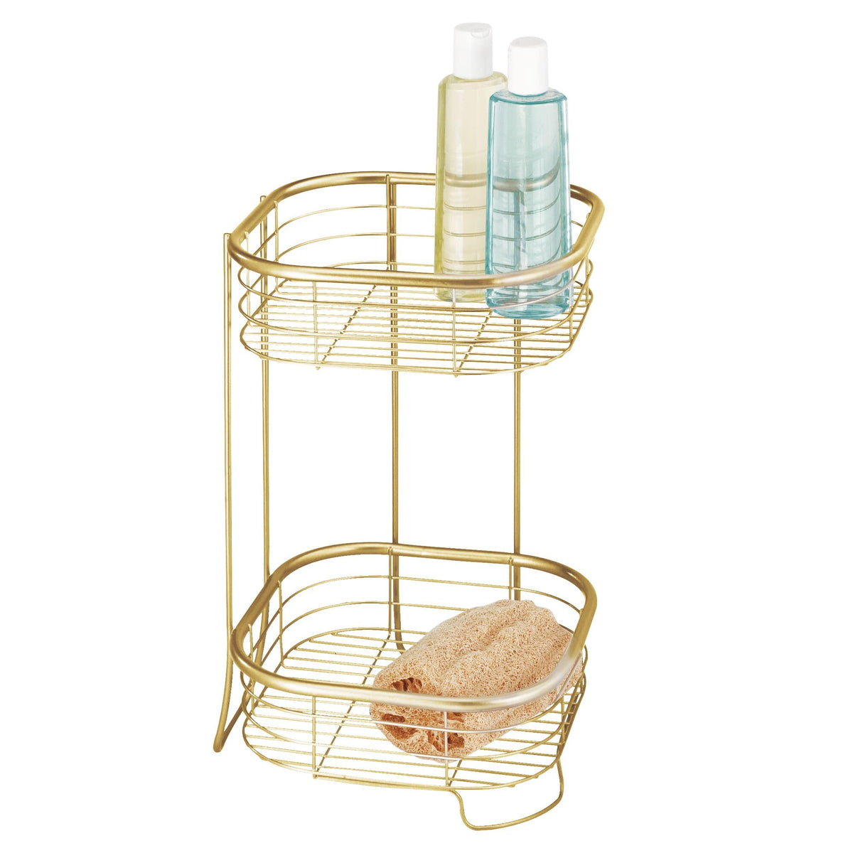 iDesign 2Tier Bathroom Freestanding Square Shower Caddy OrganizerGold Shelf