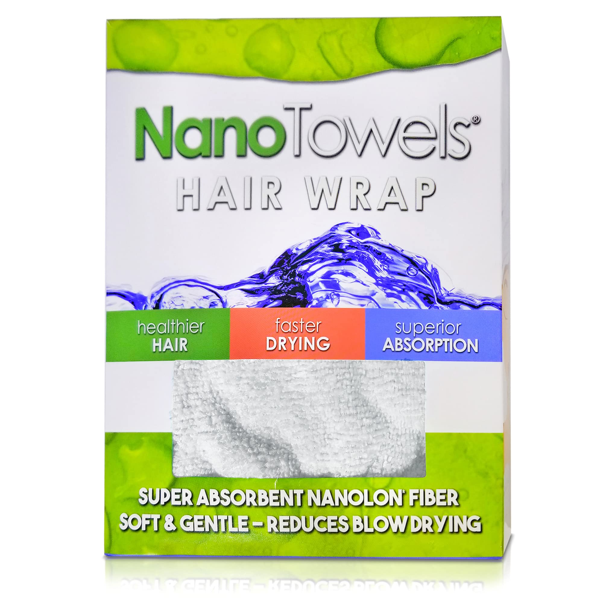 Nano Towels Hair Drying Wrap Twisty Towel | Designed for Drying Fine, Delicate, Thinning, Curly and Frizzy Hair | Replaces Hair 