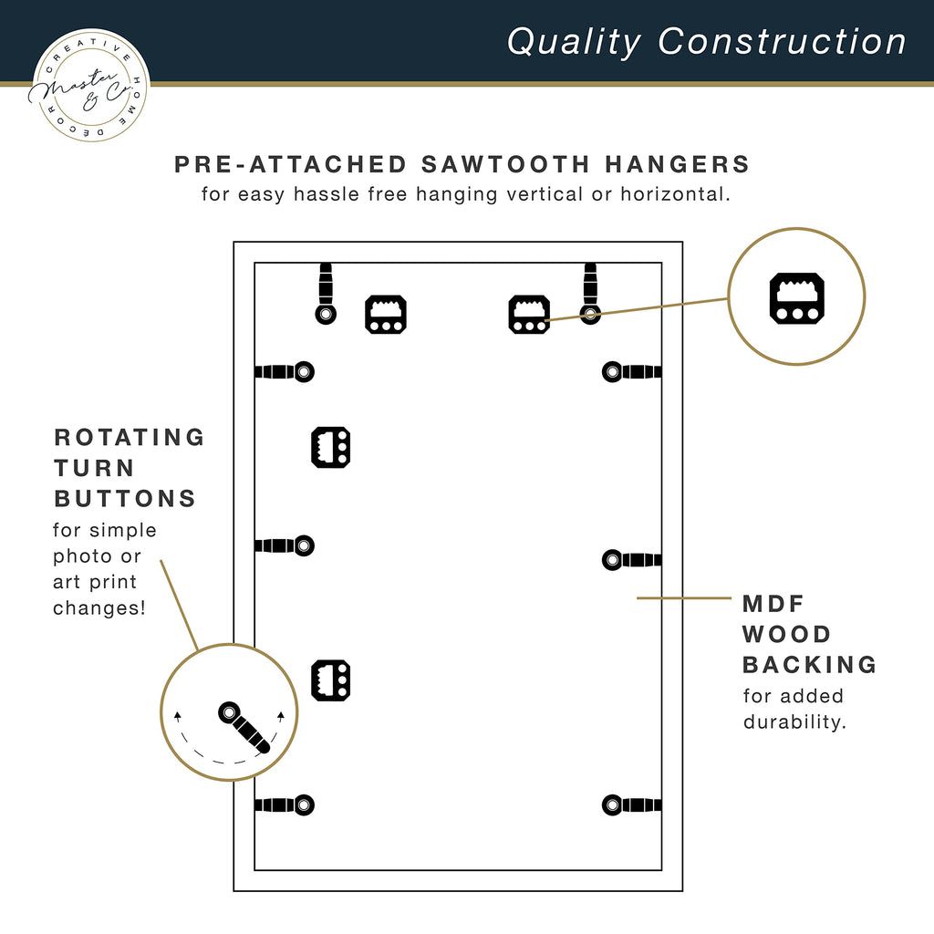 Mcs Master & Co. Foundry Metal Gallery Wall Frame, Brass, 16 X 24 In Without Mat