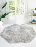 Unique Loom Sofia Collection Area Rug - Grand (5 1 Octagon, Light Gray/ Ivory)