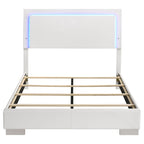 Coaster Home Furnishings Felicity Contemporary Leatherette Upholstered Full Size LED Panel Bed Frame 49-inch Headboard White High Gloss 203500F