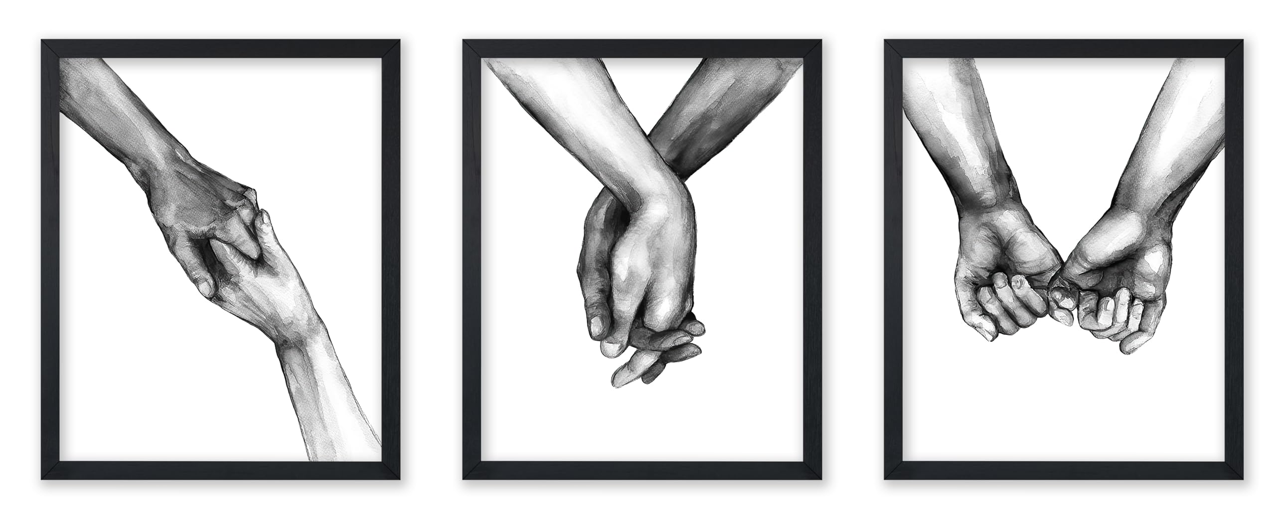 Poster Master 3-Piece Vintage Holding Hands Poster - Retro Romantic Print - Black & White Art - Gift for Him, Her, Lovers - Mini