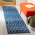 SAFAVIEH Tulum Collection Runner Rug - 2 x 7, Navy & Ivory, Moroccan Boho Distressed Design, Non-Shedding & Easy Care, Ideal f