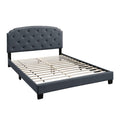 Benjara BM232030 Queen Bed with Button Tufted Scalloped Headboard, Grey