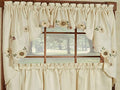 Sweet Home Collection Sunflower Cream Embroidered Kitchen Curtains Swag Pair