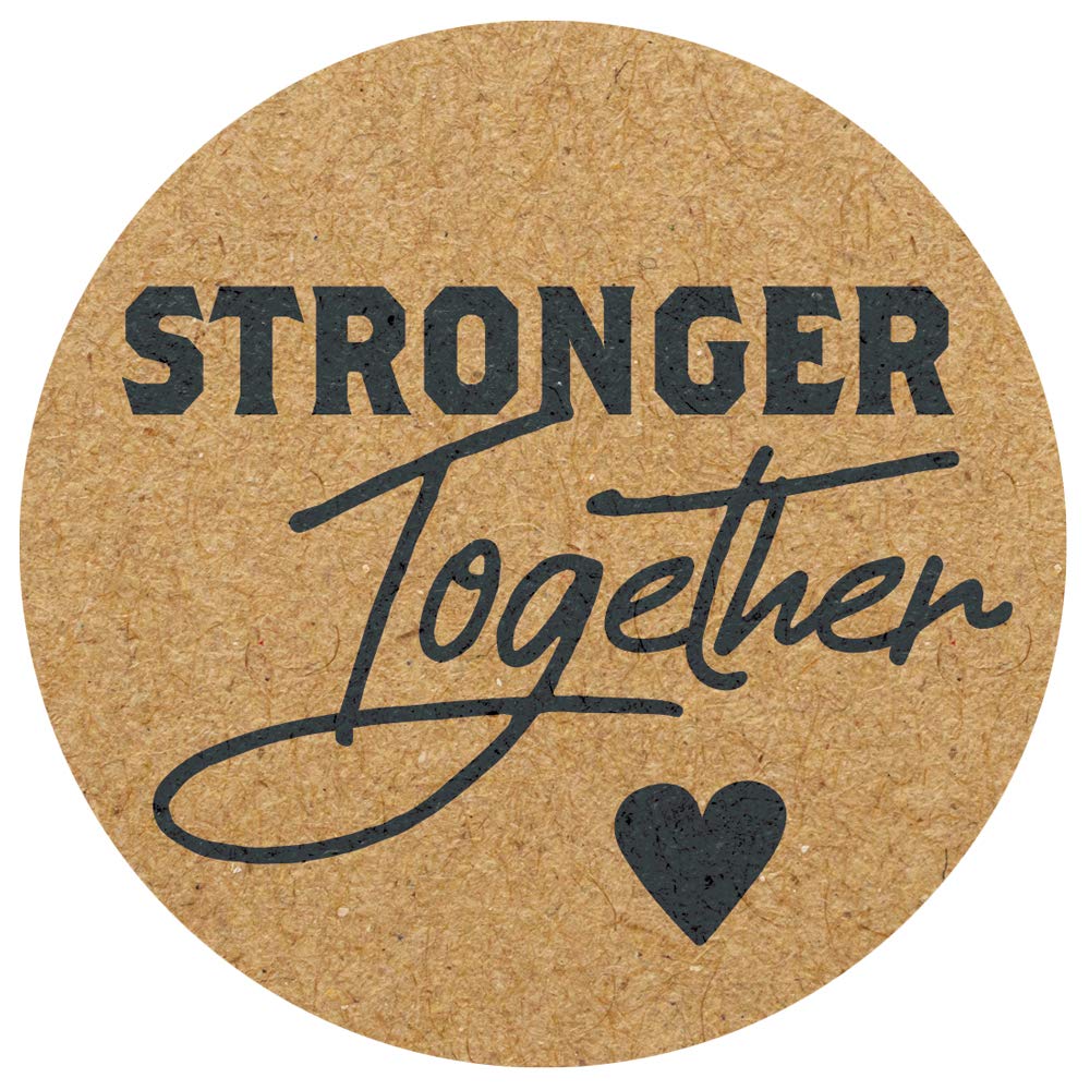 Round 1.5' Kraft Paper Stickers (Roll Of 500, Stronger Together)