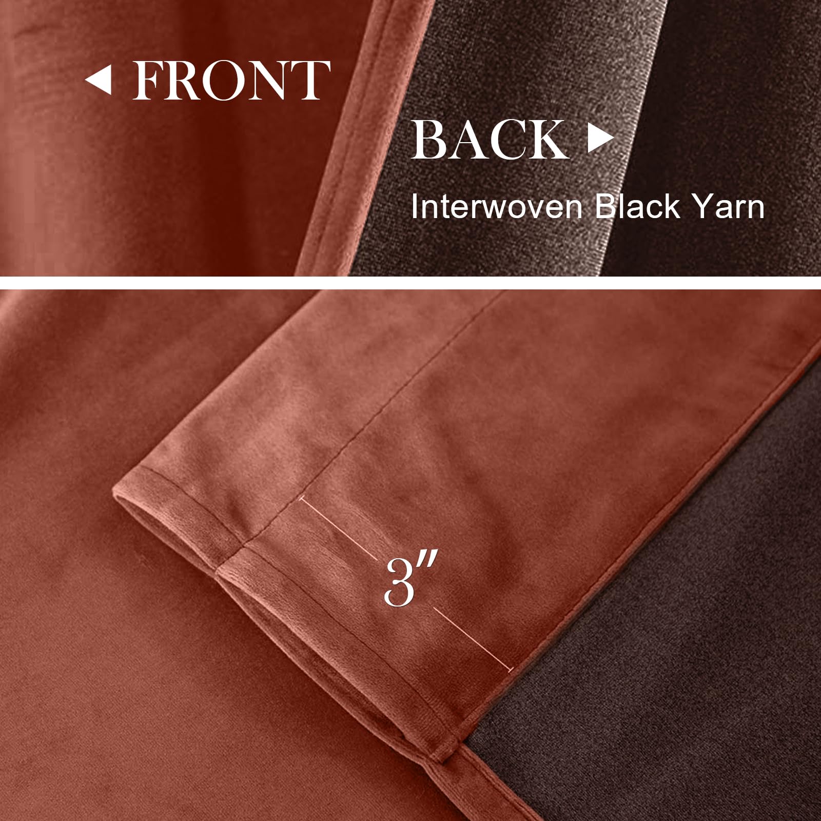 Lazzzy Orange Velvet Curtains Room Darkening Thermal Insulated Curtains 72 Inch Long Window Drapes For Bedroom Living Room Super Soft Luxury Rod Pocketwindow Treatment 2 Panels, Rust Red