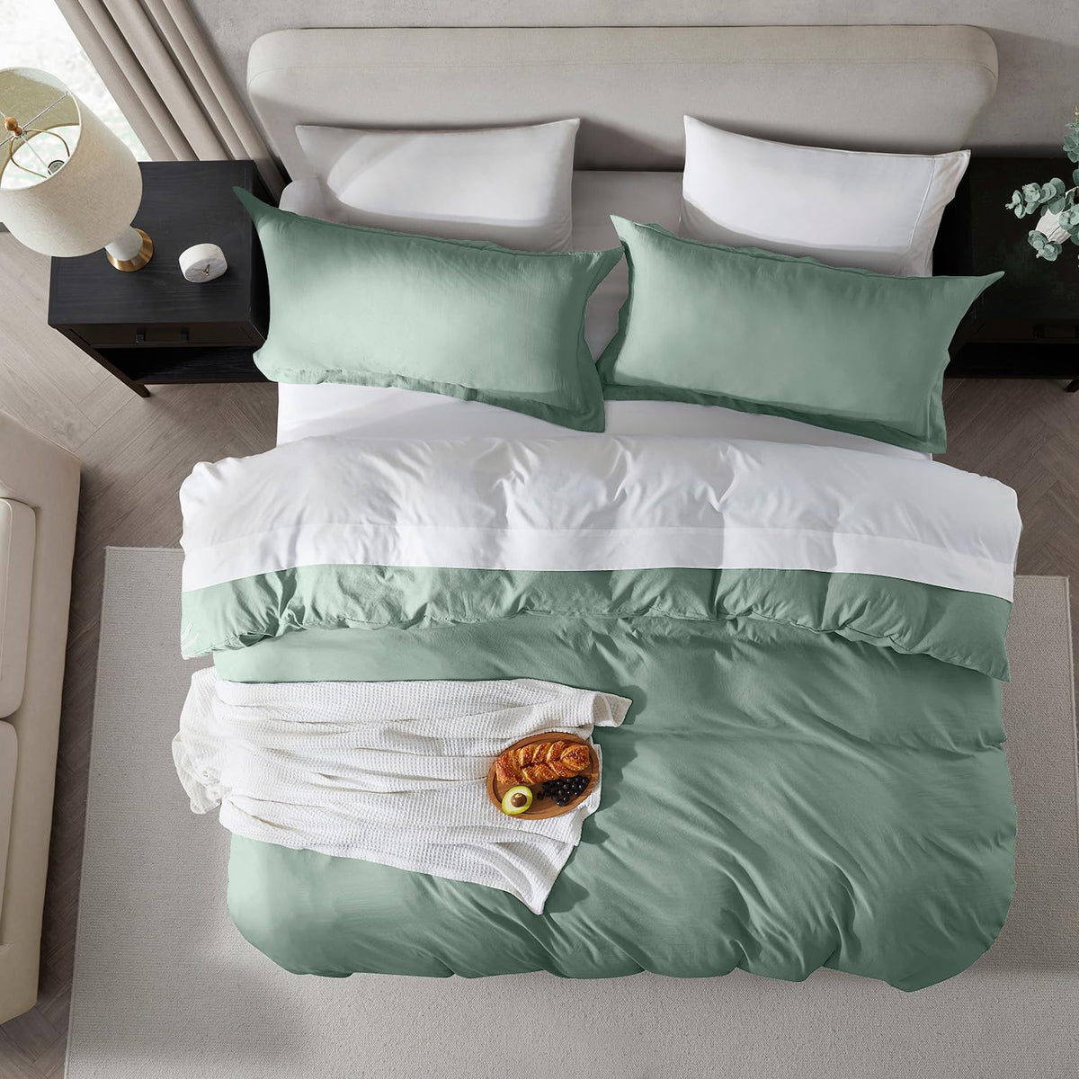 Nestl Sage Green Duvet Cover Full Size - Soft Prewashed Full Size Duvet Cover Set, 3 Piece, With Zipper Closure, 1 Duvet Cover 80X90 Inches And 2 Pillow Shams - No Comforter