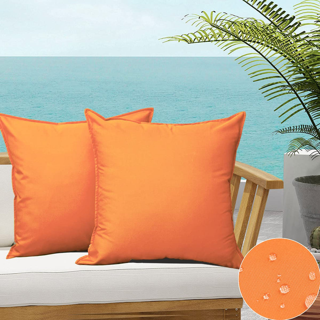 Sofjagetq Waterproof Cream Orange Outdoor Pillow Covers, Durable Waterproof Fabric Throw Covers, Vibrant Decorative Outdoor Pill