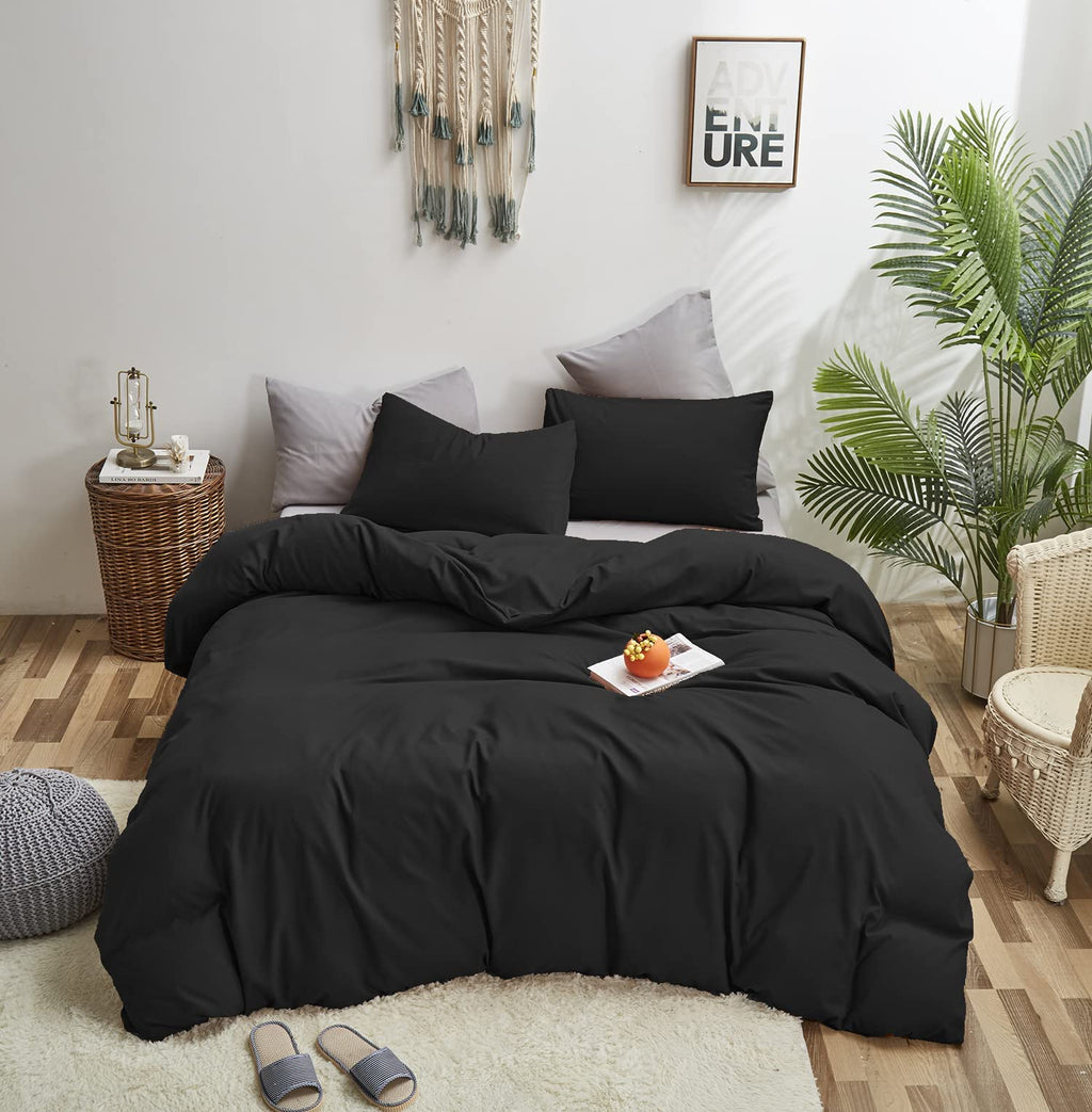 Karever Black Comforter King Plain Black Bedding Set Pure Black Bedding Soft Durable Comforter Set Men Lightweight Solid Black B