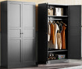 Metal Wardrobe Cabinet with Hanging Rod,Black Armoire Wardrobe Closet,Metal Clothing Storage Cabinet with Adjustable Shelves and