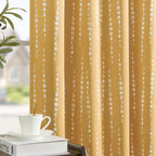 Jinchan 100% Blackout Boho Curtains Moon Phases Printed Bedroom Curtains 96 Inches Long Mustard Drapes Rod Pocket Thermal Insulated Curtains For Nursery Yellow Window Drapes Curtain Set 2 Panels