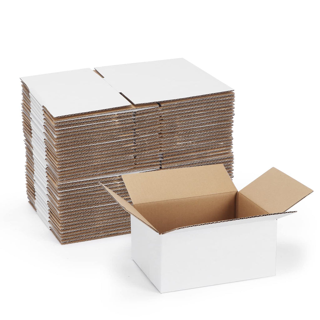 Spepla 40 Pack Small Shipping Boxes 8X6X4 Inches, White Corrugated Cardboard Mailing Box For Shipping, Packing, Business