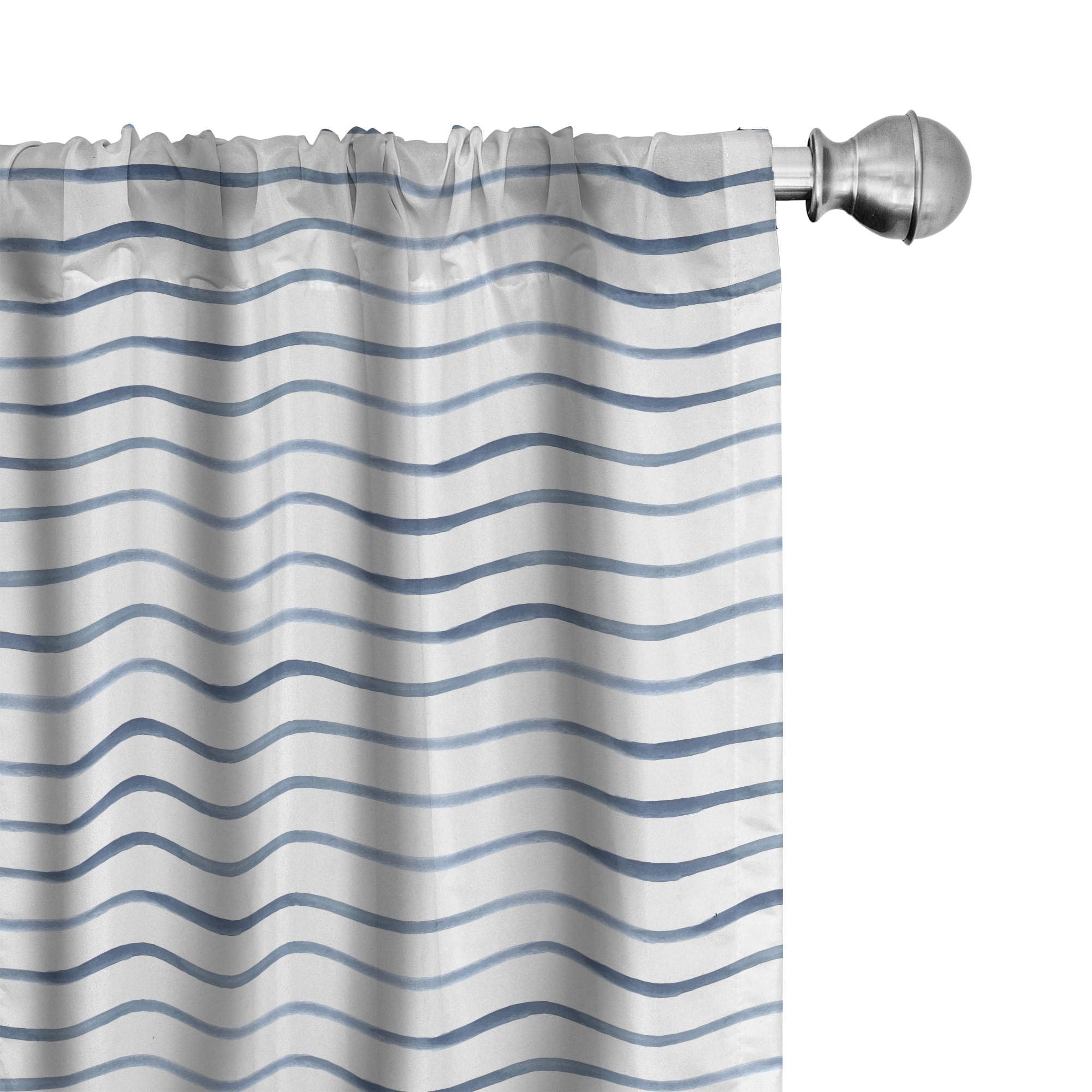 Ambesonne Harbour Stripe Window Curtains, Abstract Brushstroke Nautical Ocean Horizontal Lines Soft Picture, Lightweight Decor 2