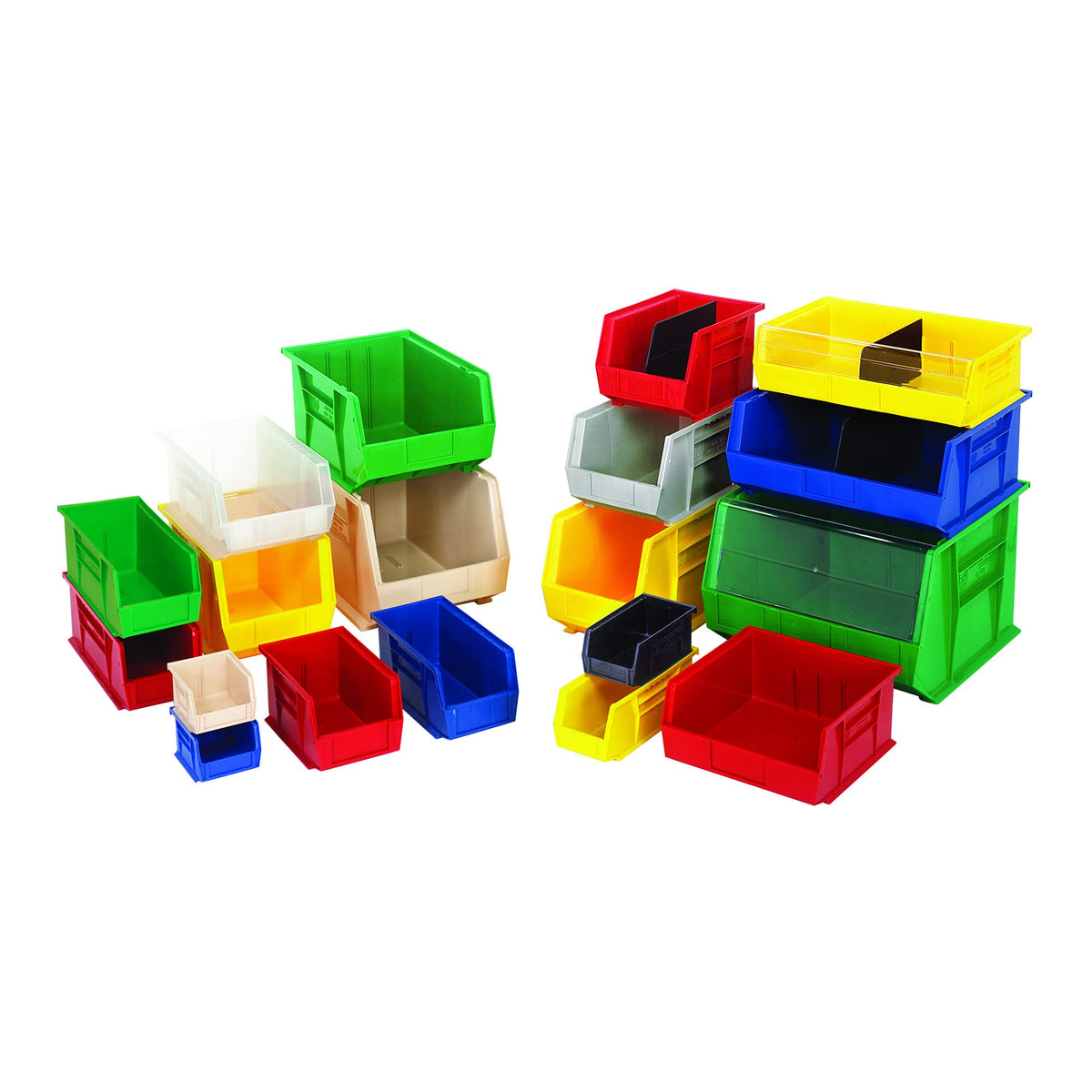 Quantum QUS265GN Plastic Stackable Bin, 8-1/4 x 18 x 9 Green - Lot of 6