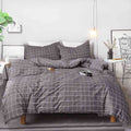 Nanko King Duvet Cover Set Grid, 104X90 Soft Bedding Cover, Luxury Lightweight Microfiber 3Pc Set (1 Cover 2 Pillowcase) With Zi