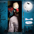 Evil Clown Ghost Door Cover Halloween Door Decorations 79 X 35 Inches Scary Clown Ghost Window Decals Creepy Photo Posters Banne