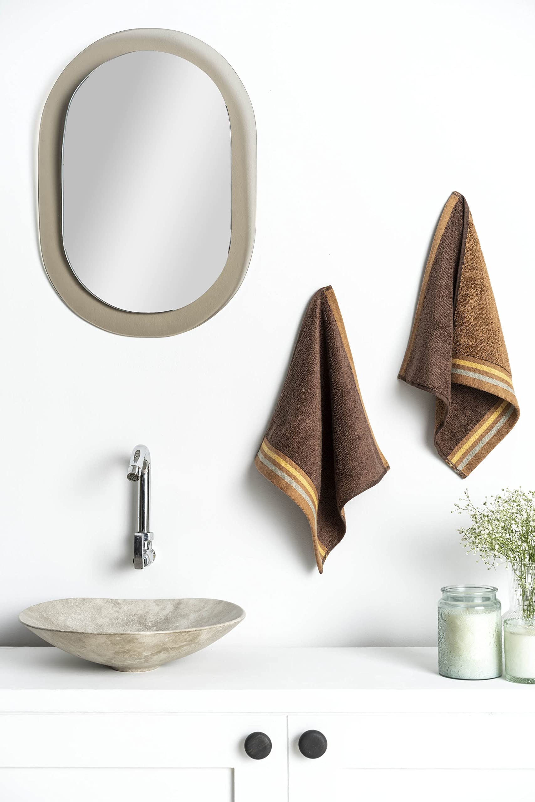 Ddecor  Pack Of 2 Brown Bison Cotton Reversible 500Gsm Face Towel, Coffee Brown/Chocolate Brown