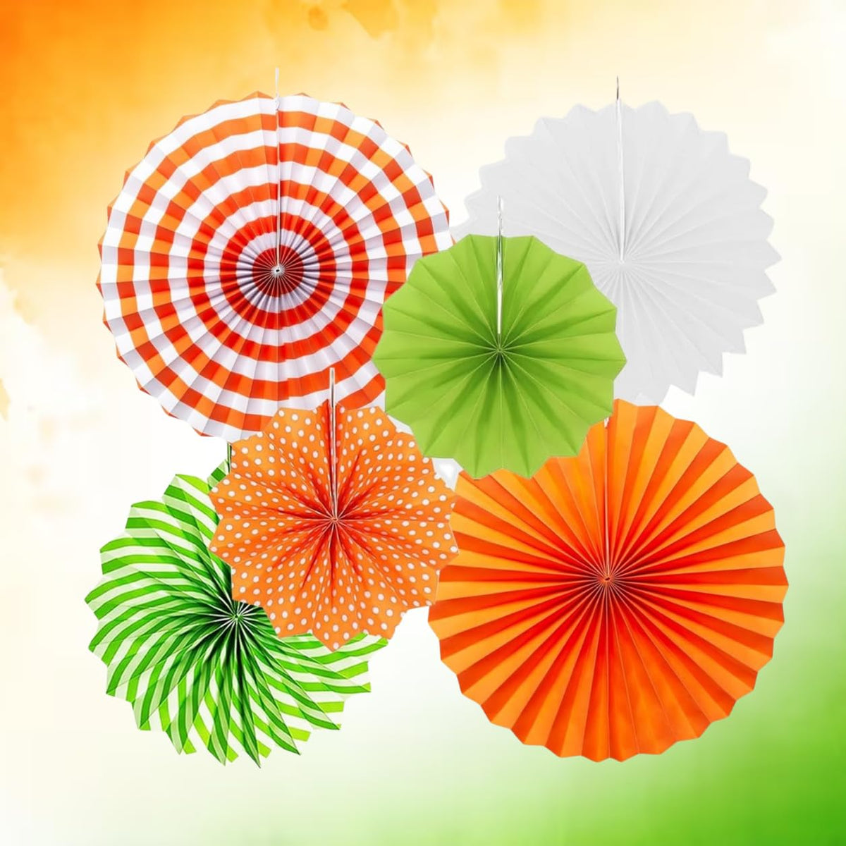 FI  FLICK IN 6 Pcs Paper Fan Decoration Set for Independence Day Party Decorations