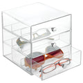 iDesign Plastic Divided 3-Drawer Vanity & Countertop Organizer - 7 x 6.5 x 6.5   , Clear