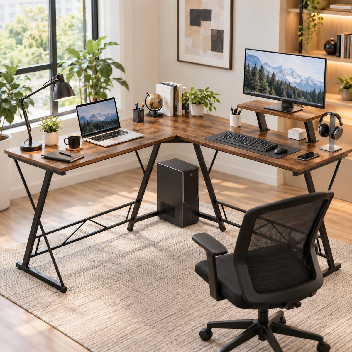 Klaxon Workstation Table For Home Office  Versatile Desk For Pc Setup  Big Computer/Ideal Study Tabel With Storage And Bookshe
