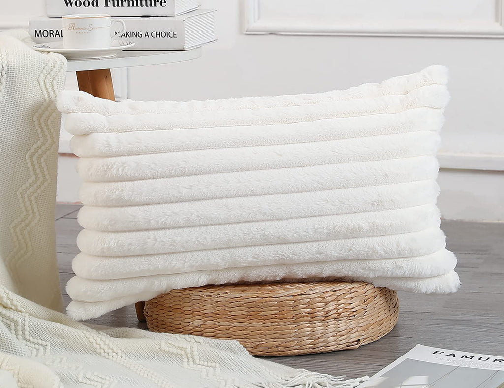 Panod Faux Fur Decorative Lumbar Throw Pillow Covers 14 X 26,Long Boho Lumbar Pillow Covers Pillow Case Cushion Case For Couch B