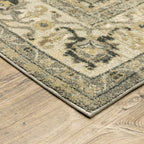 HomeRoots Polypropylene 2’ x 8’ Beige and Gray Traditional Medallion Indoor Runner Rug