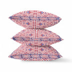 HomeRoots Light Blue Hot Pink 18â€ Red White Geostar Zippered Suede Throw Pillow