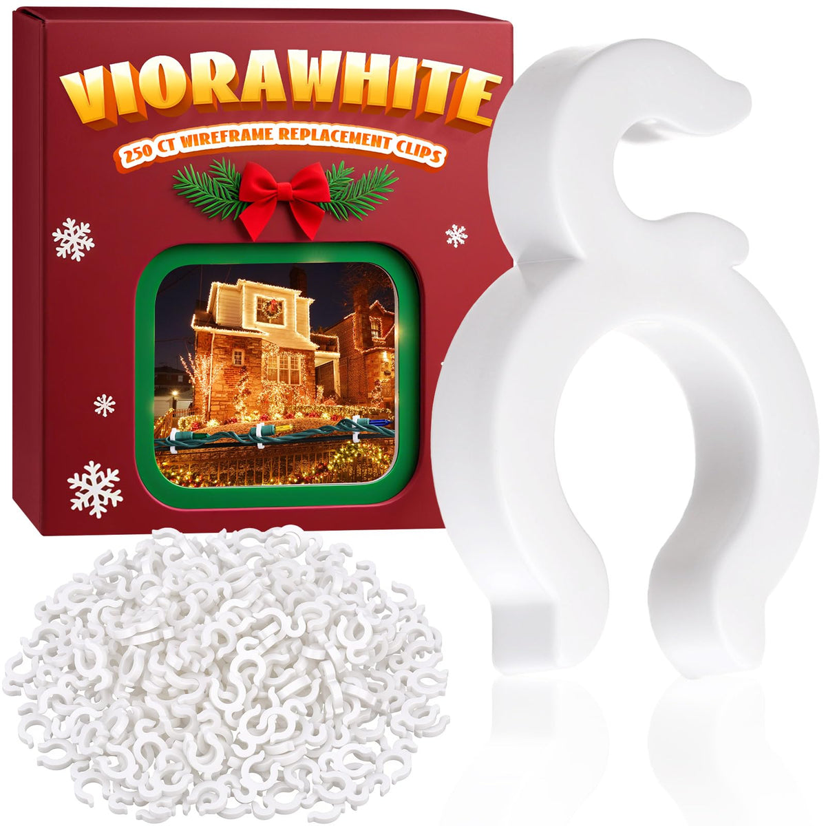 VioraWhite 250 Pcs Wire Frame Christmas Light Clips for Mini Lights