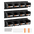 VEVOR Wall Mounted Storage Bins, 12 Plastic Bins & 3 Metal Rails, Plastic Hanging Stackable Storage Bin for Screws, Nuts, Bolts,