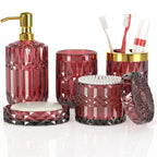 5Pcs Bathroom Accessories Set, Glass Soap Dispenser Set with Rust Proof Stainless Steel Pump, Soap Holder, Toothbrush Holder, Tu