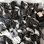 Clothknow Black Marble Comforter Set Full Geometric Bedding Comforter Men Boys Bed Comforter White Grey Triangle Bedding Comforter 3Pcs Black Comforter Sets Full Size