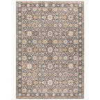 HomeRoots 509439 6 x 9 ft. Gray & Ivory Oriental Power Loom Stain Resistant Rectangle Area Rug with Fringe