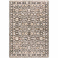 HomeRoots 509439 6 x 9 ft. Gray & Ivory Oriental Power Loom Stain Resistant Rectangle Area Rug with Fringe
