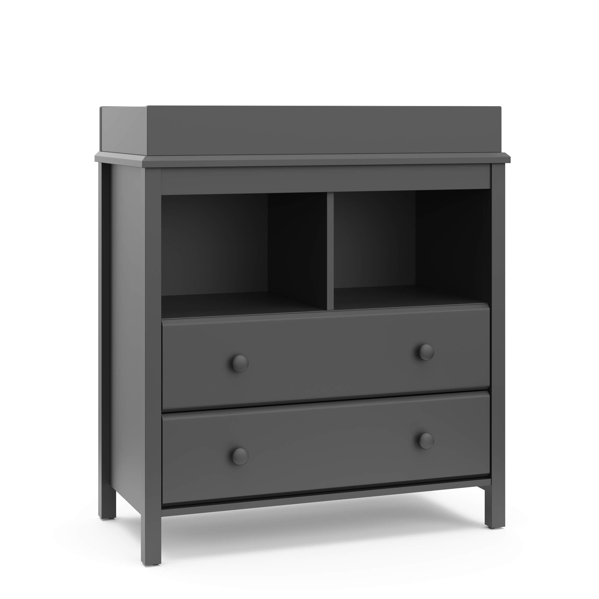 Storkcraft Alpine 2 Drawer Changing Table Chest (Gray) - Attached Changing Table Topper Fits Any Standard-Size Baby Changing Pad