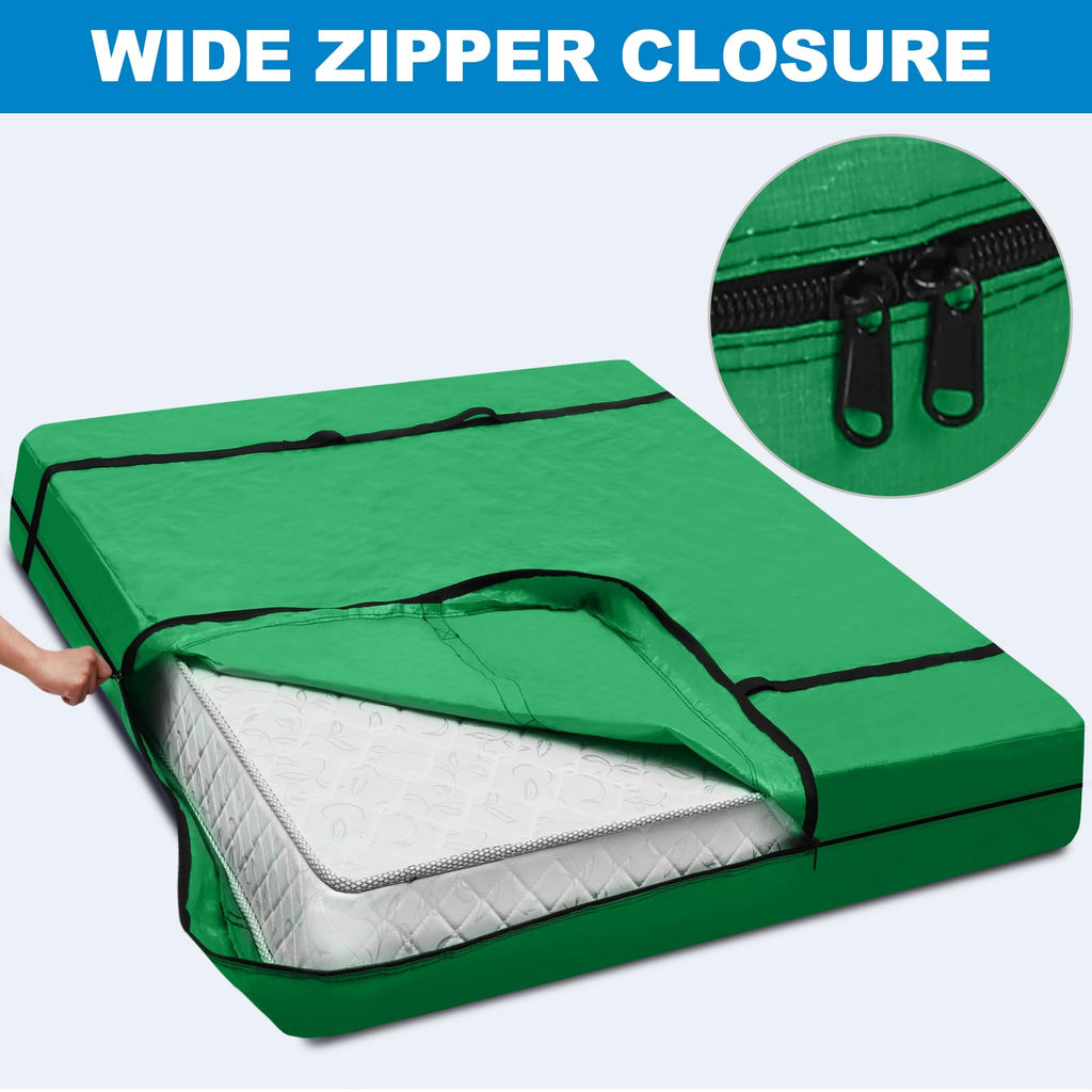 TICONN Heavy Duty Mattress Bag for Moving, California King, Green, with Adjustable Buckles and Full-Around Handle
