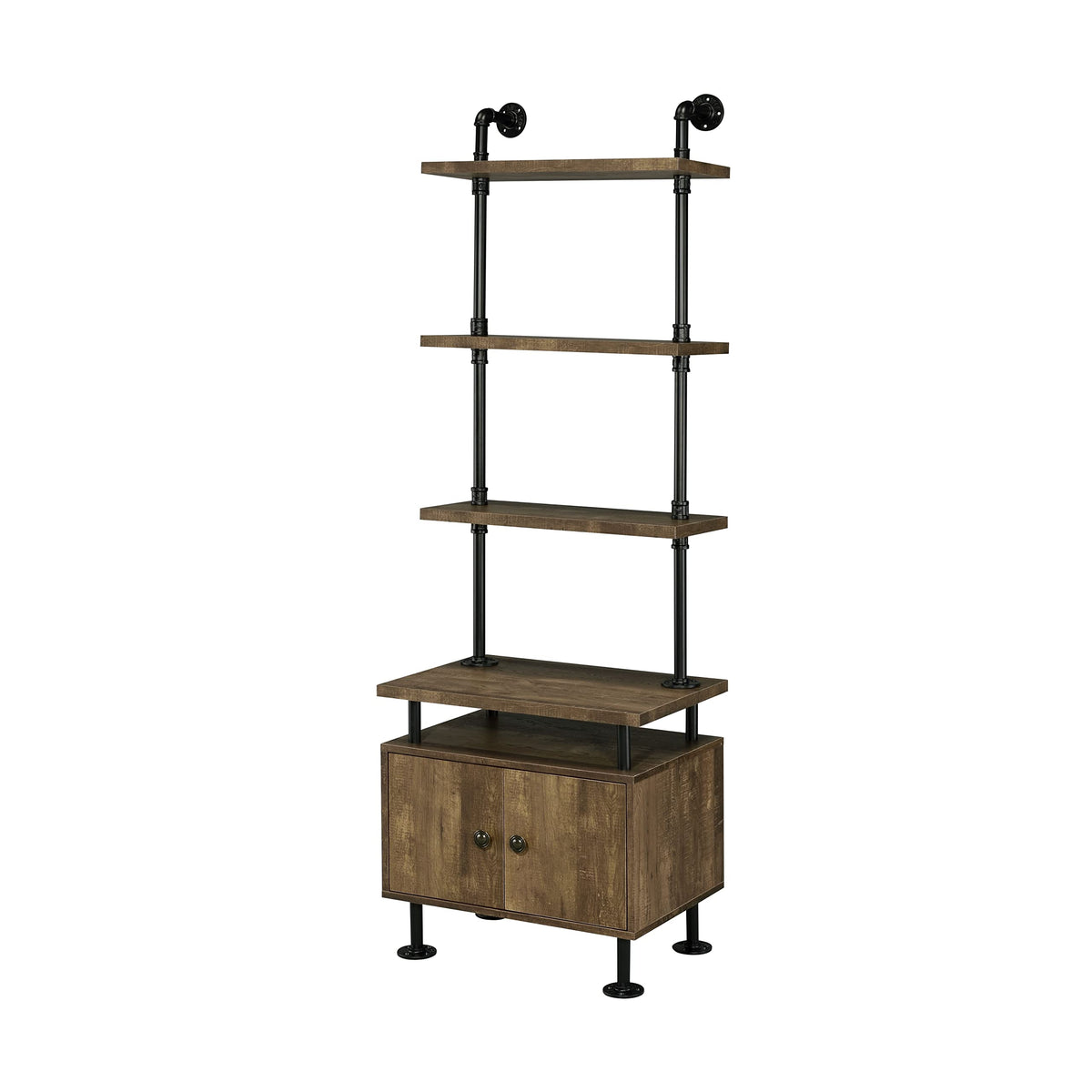 Acme Furniture Acme Ensata II Side Pier, Rustic Oak & Black Finish Cabinet