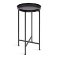 Kate and Laurel celia Round Metal Foldable Accent Table with Mirror Tray Top, Bronze