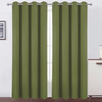 Lemomo Olive Green Thermal 100% Blackout Curtains/52 X 95 Inch/Set Of 2 Panels Room Darkening Curtains For Bedroom And Living Ro