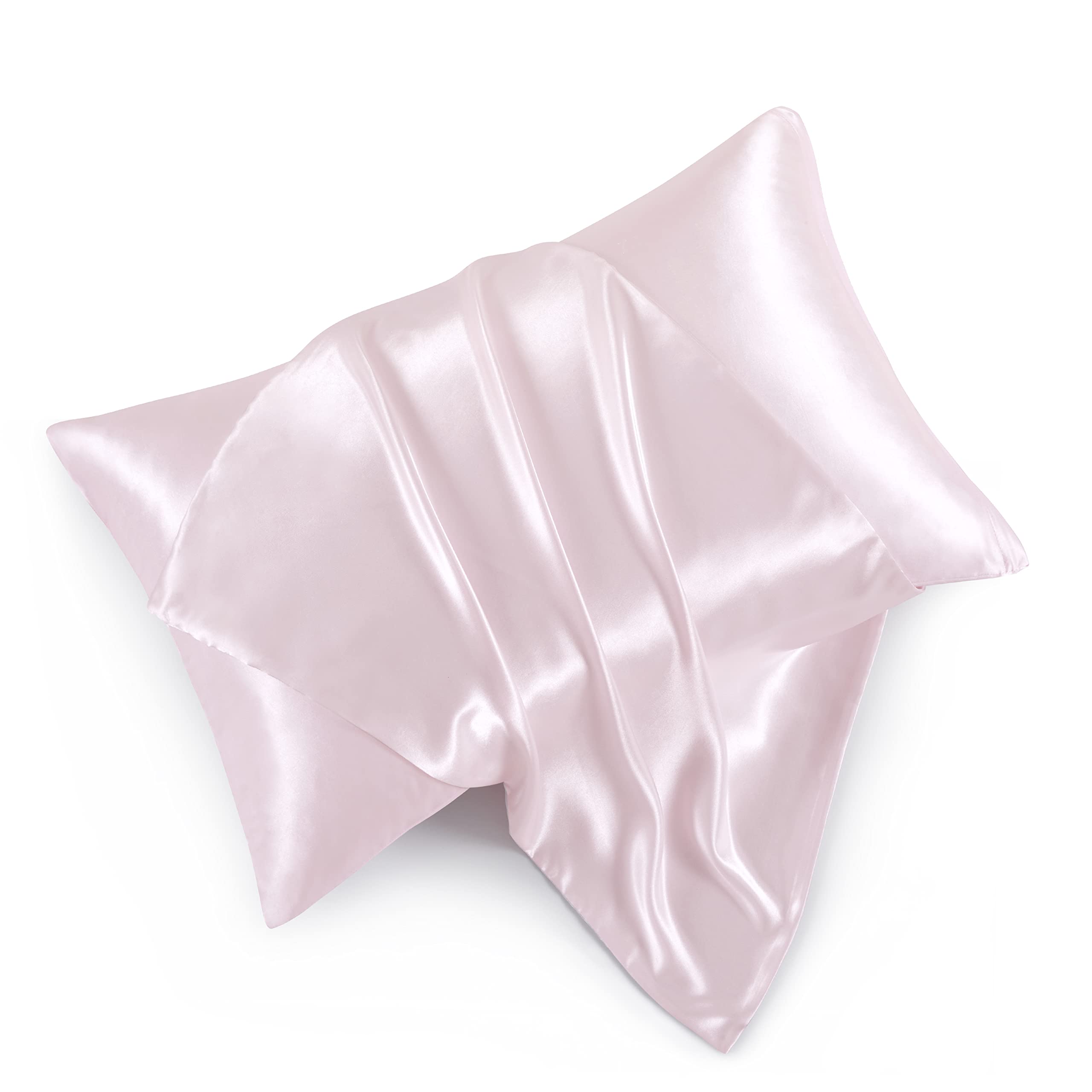 Hommxjf Satin Pillowcases With Zipper (20X26),Standard Size Pillowcases Set Of 2, Blush Pink Silk Pillowcase For Hair And Skin