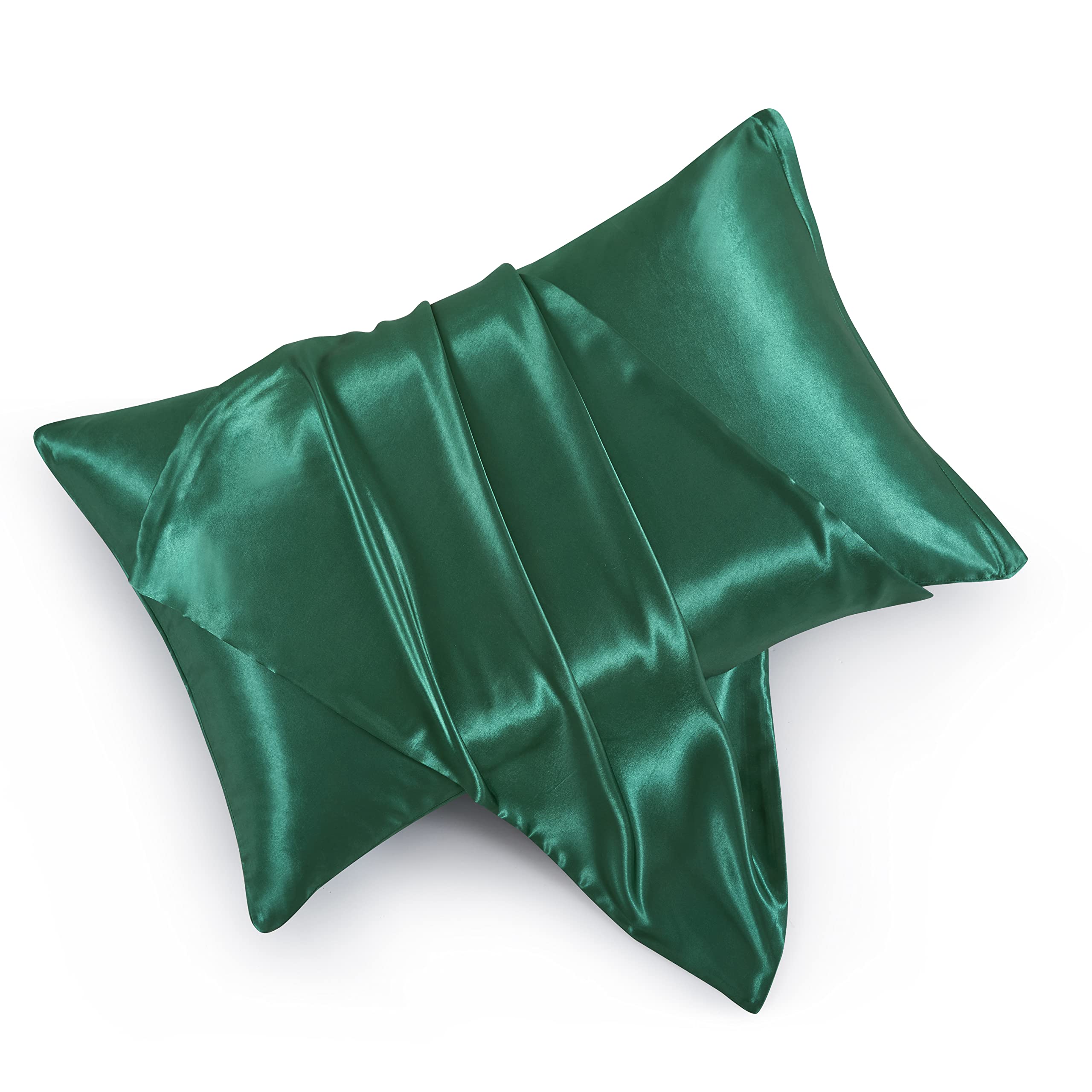 Hommxjf Satin Pillowcases With Zipper (20X26),Standard Size Pillowcases Set Of 2, Blackish Green Silk Pillowcase For Hair And Sk