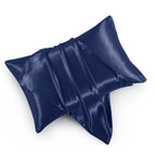 Hommxjf Navy Blue Satin Pillowcases With Zipper (20X26),Standard Size Pillowcases Set Of 2, Navy Blue Silk Pillowcase For Hair A
