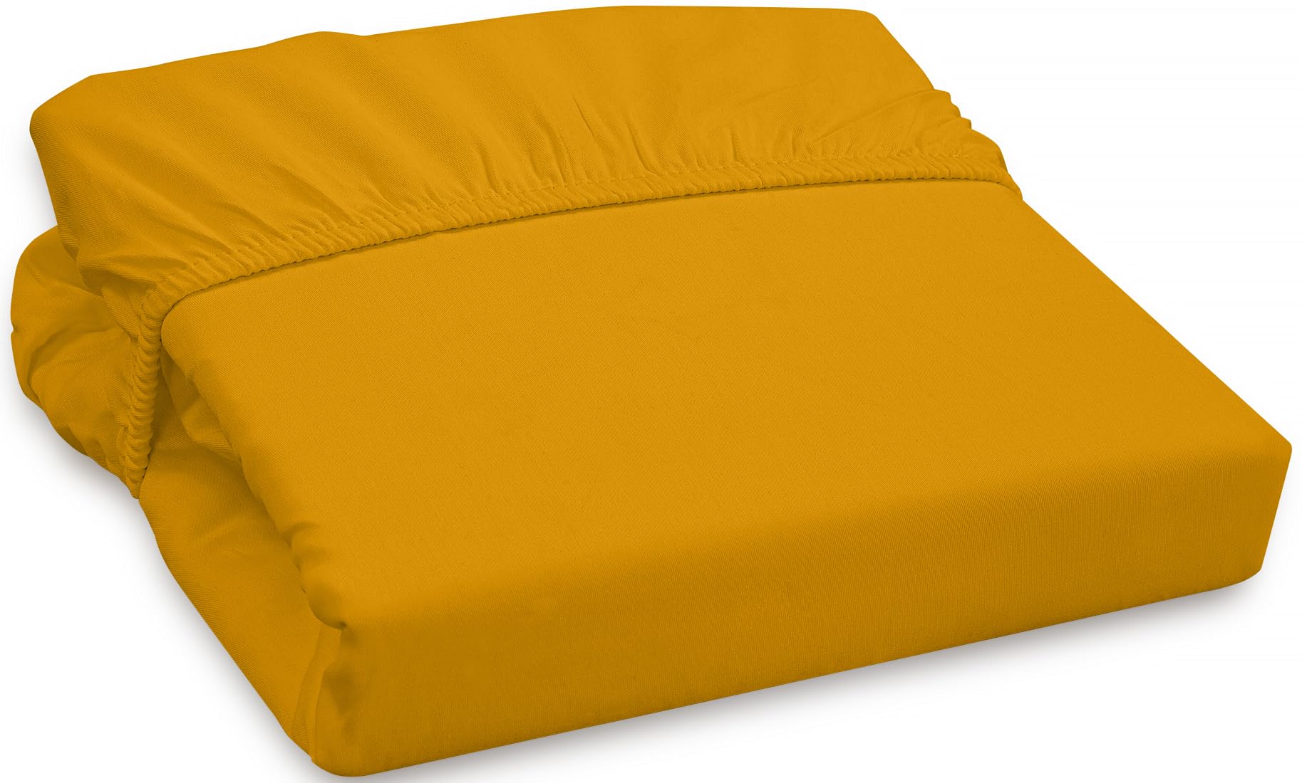 Royale Linens 300 Thread Count 100% Long Staple Combed Cotton Fitted Sheet - Super Soft Deep Pocket Bottom Sheet - Yellow Fitted