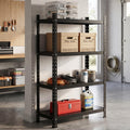 Urbanluxe 4 Shelf Multipurpose Steel Storage Rack (Black)