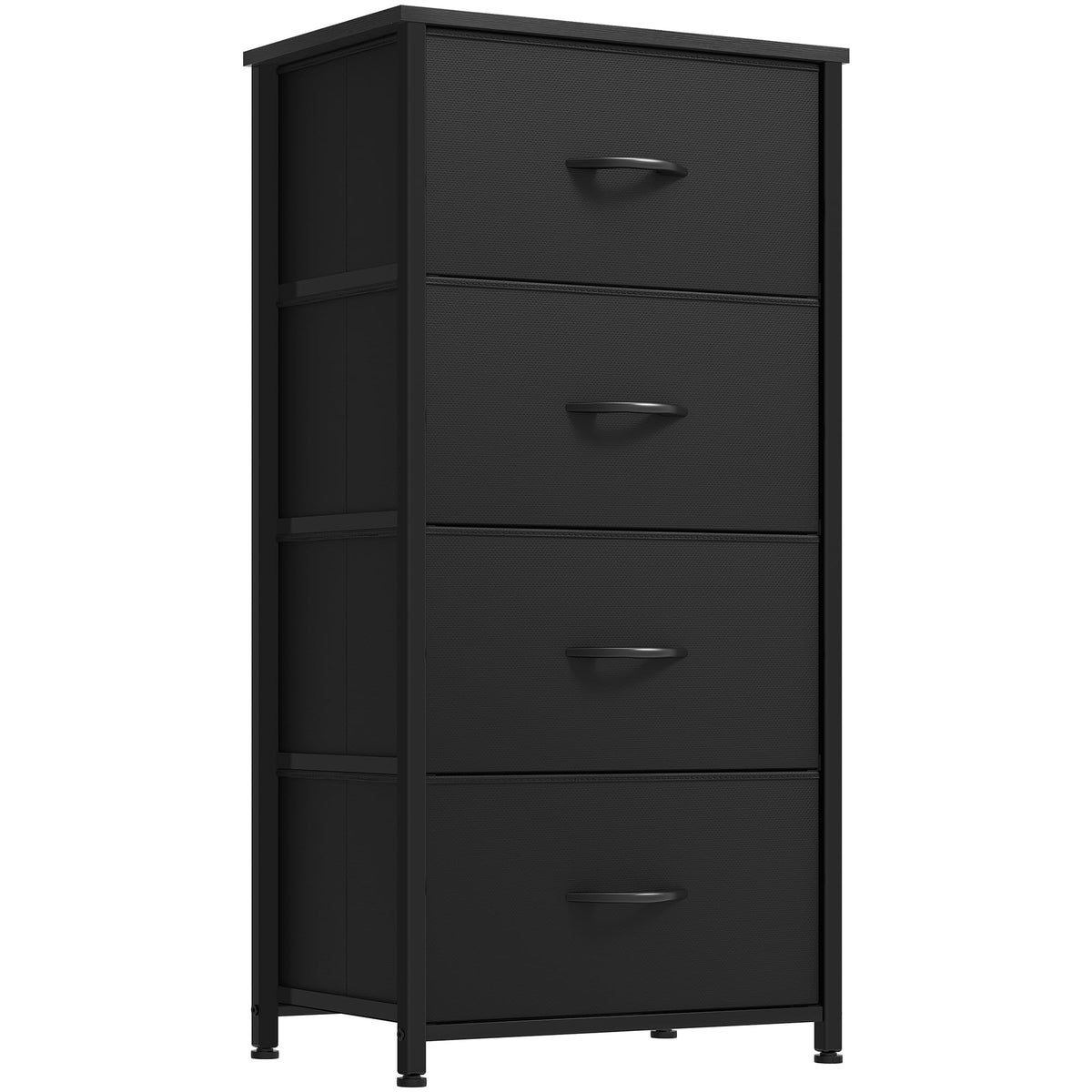 DWVO Storage Tower with 4 Drawers - Fabric Dresser, Organizer Unit, Living Room, Closets - Sturdy Steel Frame, Easy Pull Fabric 