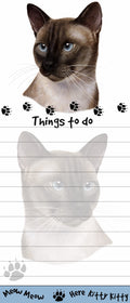 'Siamese Cat Magnetic List Pads' Uniquely Shaped Sticky Notepad Measures 8.5 By 3.5 Inches