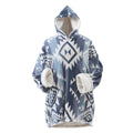 Cathay Home Coleman Oversized Wearable Sherpa And Micro-Mink Blanket Hoodie, Blue - One Size Fits Most