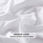 Pandatex White Linen-Textured Bed Sheets Set, Bamboo Rayon, Cotton, Linen Blend Bed Sheets Queen Size, Soft Cool & Breathable Fo