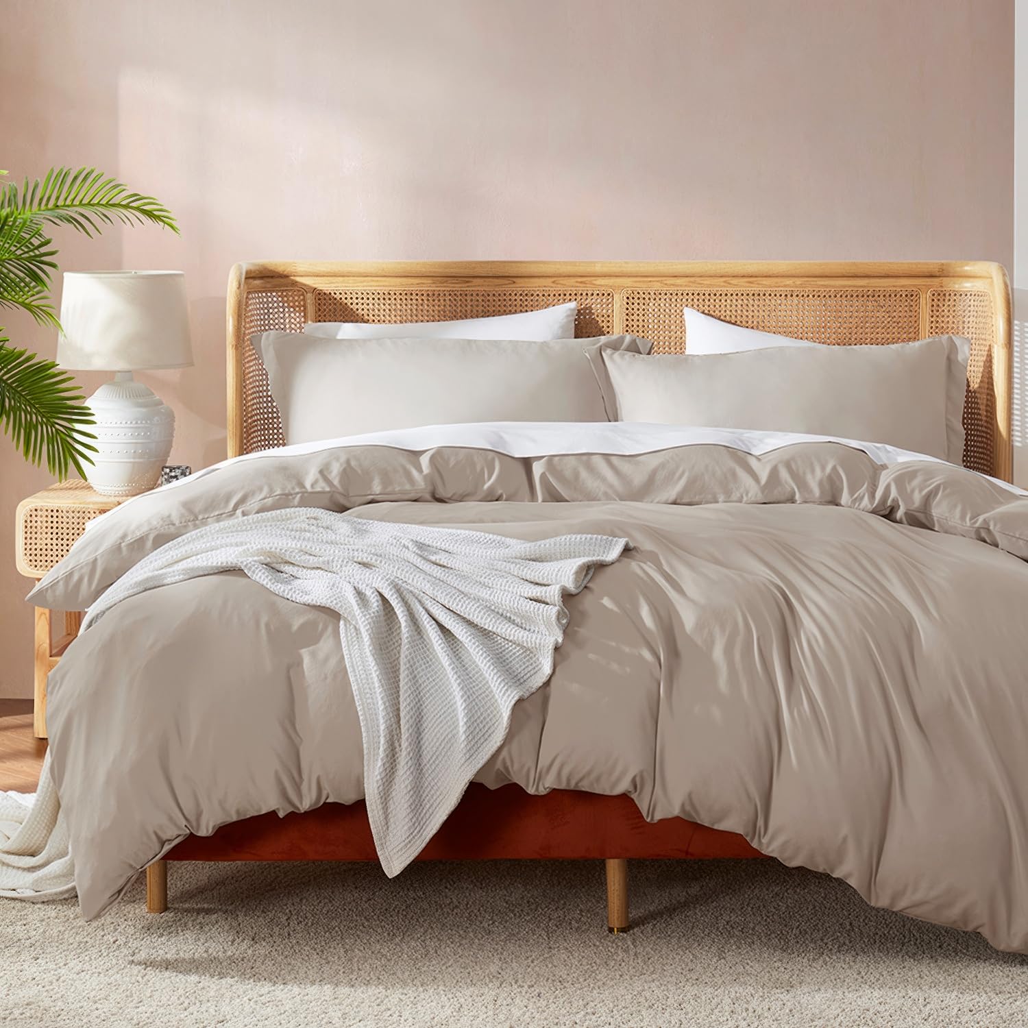 Nestl Linen Duvet Cover King Size - Soft Double Brushed King Duvet Cover Set, 3 Piece, With Button Closure, 1 Duvet Cover 104X90